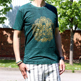 Medium Stone Washed T-Shirt - Hamsa - Green