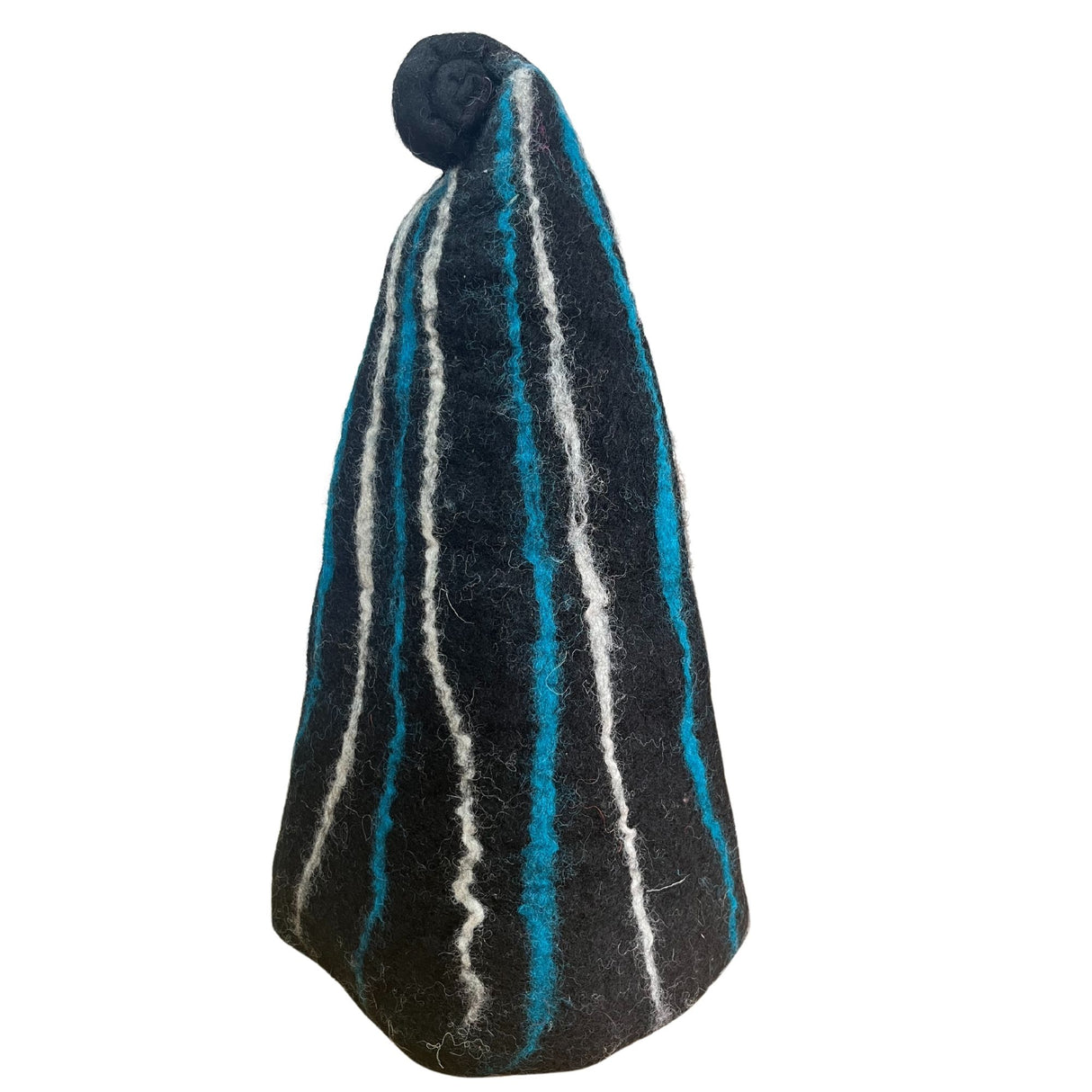Felted Sauna Hat – Black with Blue Streaks