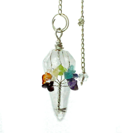 Seven Chakra Rock Quartz Pendulum - Divination & Energy Healing