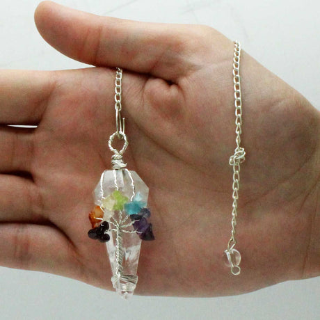 Seven Chakra Rock Quartz Pendulum - Divination & Energy Healing