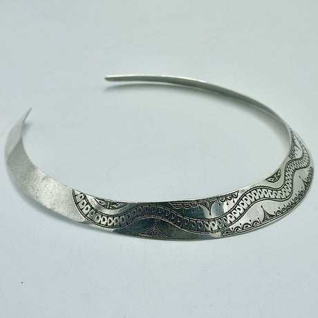 925 Sterling Silver Necklace, Crafted Silver Necklace, Silver Rigid Choker, African Cuff Necklace, Shiny Silver Rigid Necklace,
