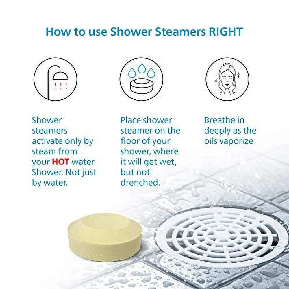 All-Natural Shower Steamers Tablets Extra Strong for Cold and Runny Nose Menthol Crystals, Camphor Crystals, Eucalyptus and Peppermint Essential Oil Handmade in USA by  2 Oz / Each 18 Set