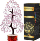 7 Chakra Money Tree Healing Feng Shui Statues & Figurines Reiki Crystal Balancing Buddha Home Décor (Rose Quartz Silver)