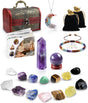 Chakra Healing Crystals Set - Crystals and Healing Stones, Chakra Bracelets, Amethyst Crystal Wand and Ball, 7 Chakra Stones Set, Energy Balance and Protection, Relief Anxiety Stress Gifts for Women