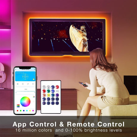 Smart Wifi Led Lights, 25 FT RGB Led Strip Lights Compatible with Alexa and Google Assistant, App Voice Remote Control Music Sync Color Changingled Strip Lighting for Bedroom Room Decor