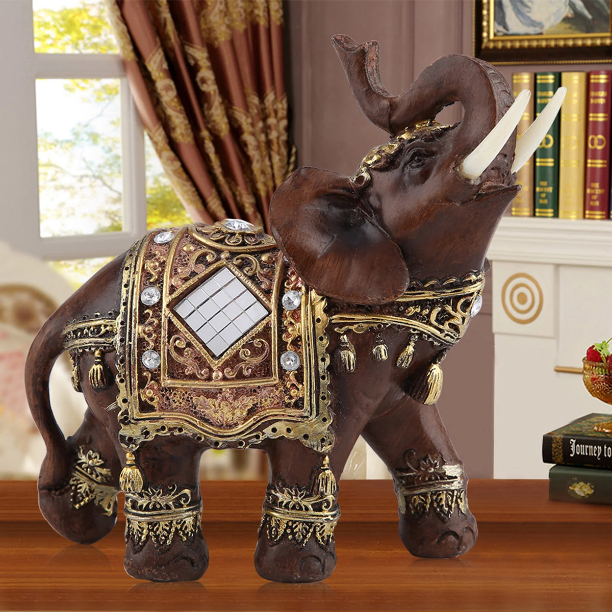 Feng Shui Wood-Grain Elephant Statue – Lucky Wealth Figurine – view 2