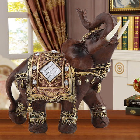 Feng Shui Wood-Grain Elephant Statue – Lucky Wealth Figurine – view 2
