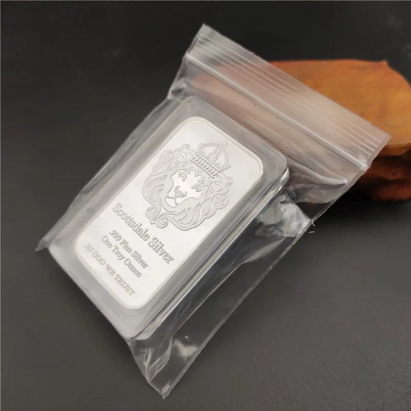 10/20Pcs Scottsdale Silver Bars Replica Silver One Troy Ounce Silver Bullion Iron Silver-Plated Craft Gifts