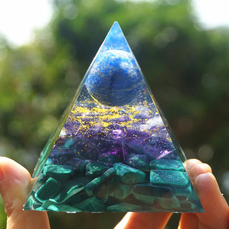Tree of Life Orgonite Pyramide Amethyst Obsidian Stone Pyramid Crystal Healing Reiki Energy Orgone Collection