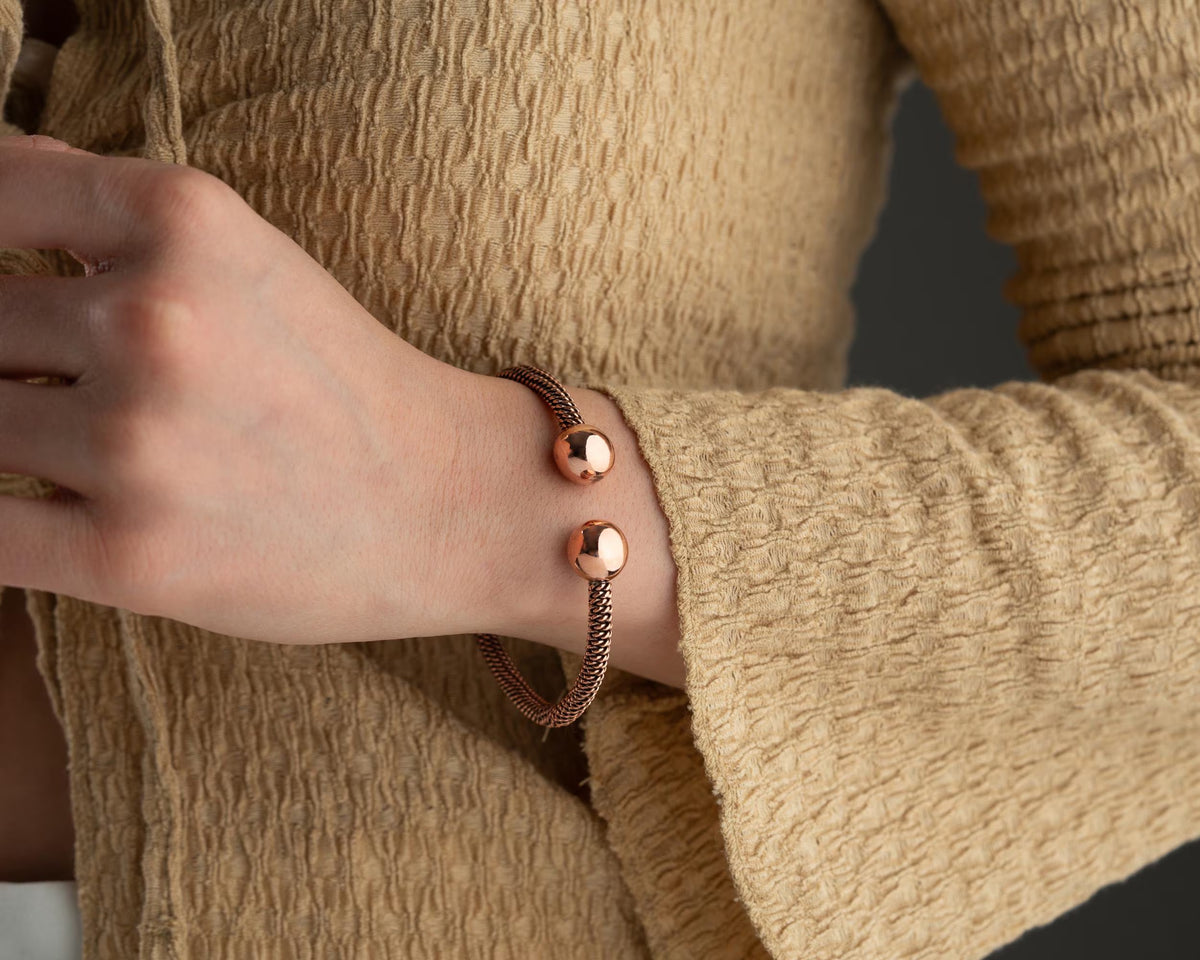 Handmade Copper Tensor Bracelet – Spiral Adjustable Bangle – view 3