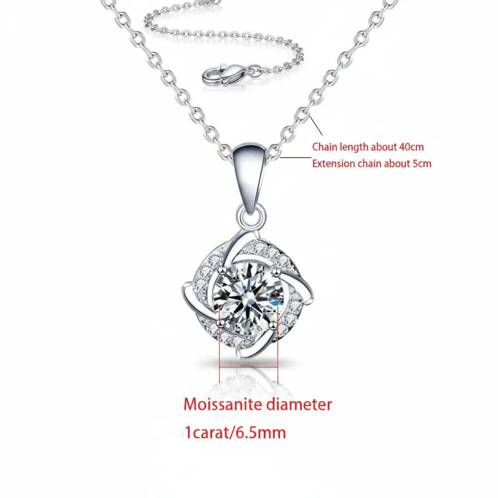 925 Silver Moissanite Necklace Silver Destiny Moissanite Pendant