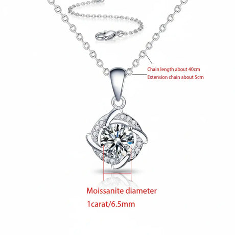 925 Silver Moissanite Necklace Silver Destiny Moissanite Pendant