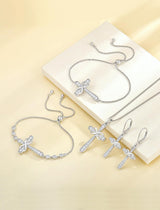925 Sterling Silver Cross Necklace for Women Halo Infinity Pendant Cubic Zirconia Jewelry for Mom