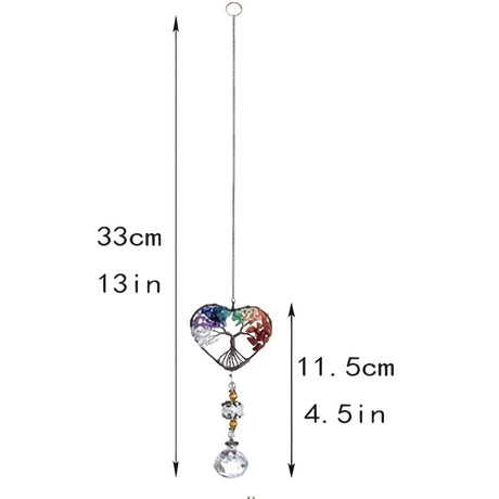 1Pc Suncatcher Ornament Hanging Glass Suncatcher on Window, Crystal Heart Rainbow Tree Hanging, Garden, Outdoor Decoration