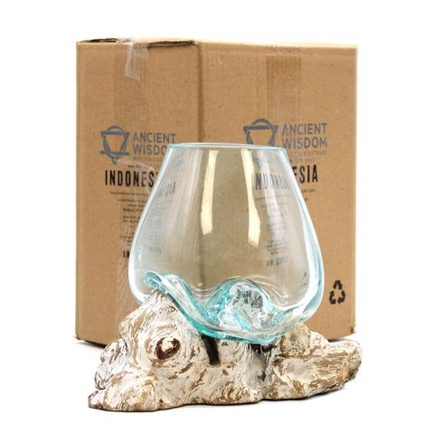 Molten Glass on Whitewash Wood Bowl