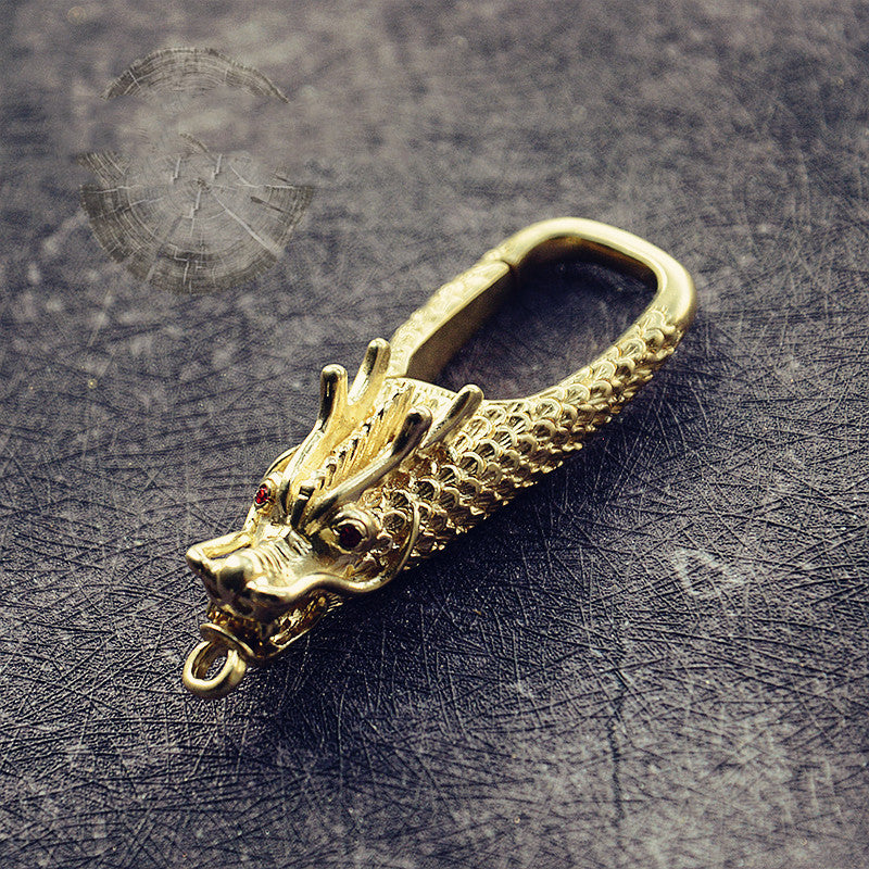Brass Dragon & Phoenix Keychain – Chinese Copper Art – view 7
