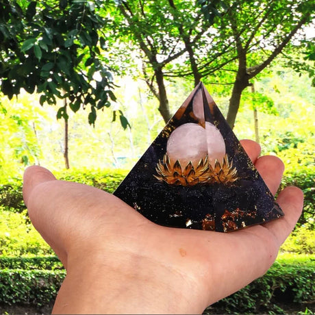 Tree of Life Orgonite Pyramide Amethyst Obsidian Stone Pyramid Crystal Healing Reiki Energy Orgone Collection