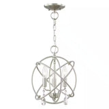 Cahill 12.625 In. 3-Light Brushed Nickel Convertible Mini Chandelier/Semi Flush with Crystals