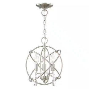 Cahill 12.625 In. 3-Light Brushed Nickel Convertible Mini Chandelier/Semi Flush with Crystals