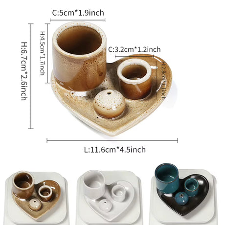 5-in-1 Ceramic Incense & Candle Holder – with Ash Catcher Tray – view 7