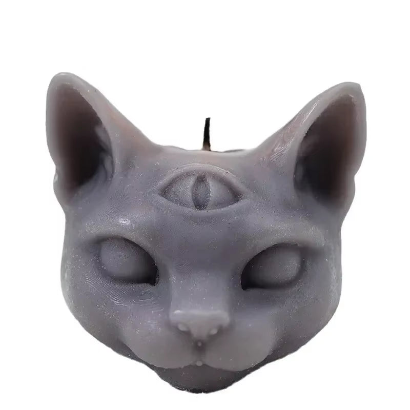 Three-Eyed Cat Candle – Gothic Scented Soy Wax – view 5