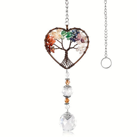 1Pc Suncatcher Ornament Hanging Glass Suncatcher on Window, Crystal Heart Rainbow Tree Hanging, Garden, Outdoor Decoration