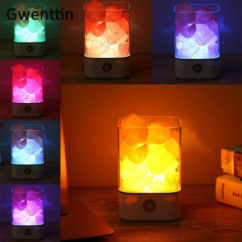 Rechargeable Crystal Salt Night Light – Warm & Rainbow Glow – view 6