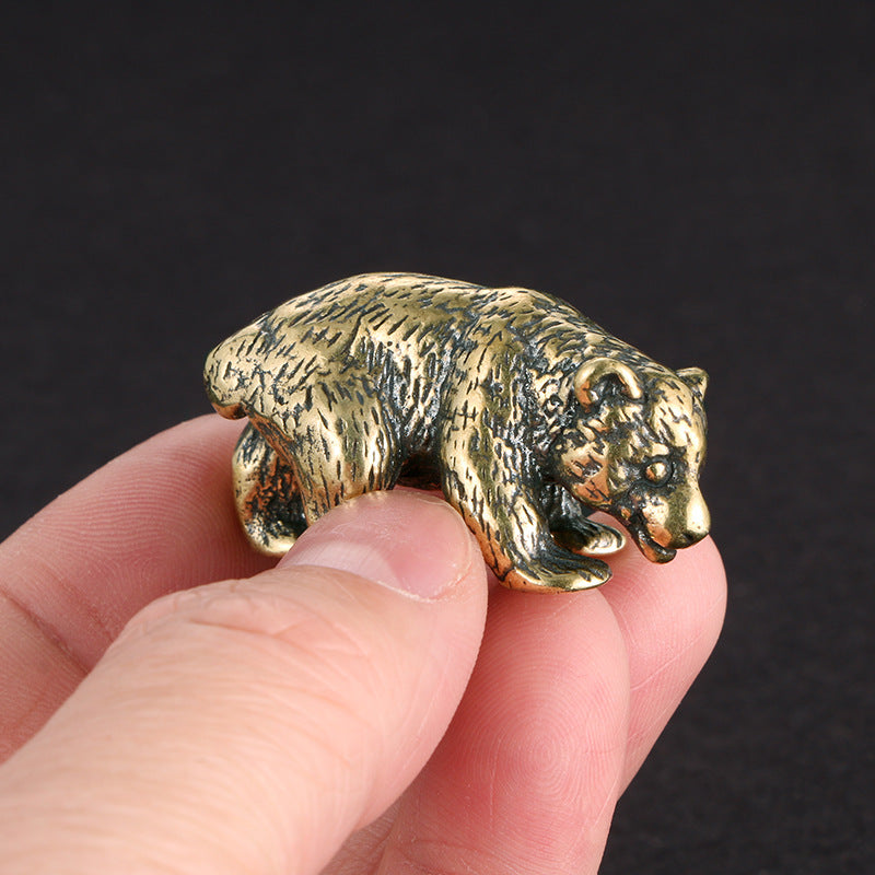 Antique Copper Bear Figurine – Solid Brass Desk Ornament – view 3