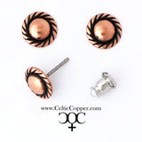 Copper Rope-Edge Stud Earrings – Set of 2 Pairs – view 6
