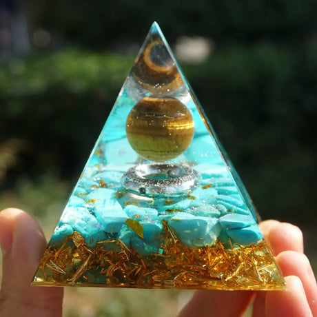 Tree of Life Orgonite Pyramide Amethyst Obsidian Stone Pyramid Crystal Healing Reiki Energy Orgone Collection