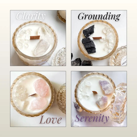 Crystal Intention Candles | Healing Crystal Candles | Manifestation Candles | Aromatherapy Soy Candles | Crystal Infused Candles | Crystals