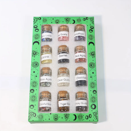 12Pcs Crystal Gemstone Chip Bottle,Mini Crystals,Spell Jars,Real Crystals for Witchcraft Supplies,Witchcraft Healing Crystals