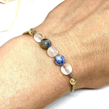 Anxiety Relief Crystal Bracelet, Sodalite, Quartz, Moonstone