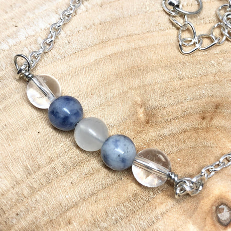 Anxiety Relief Crystal Bracelet, Sodalite, Quartz, Moonstone