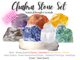 LARGE 7 Chakra Rough Stone Set - Seven Raw Stones, Selenite Stick & Directions (Chakra Gifts)