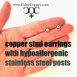 Copper Rope-Edge Stud Earrings – Set of 2 Pairs – view 7
