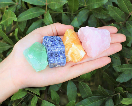 Crystal Healing & Cleansing Box, 15 Pieces - Chakra Tumbled Stones, Rough Crystals, and Cleansing Kit