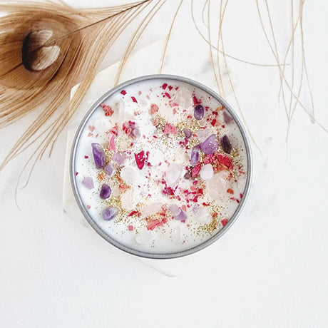 AQUARIUS Candle for Aquarius Gift Zodiac Candle with Dried Flower Candle Aquarius Crystals Astrology Candle Trendy Candle Herbal