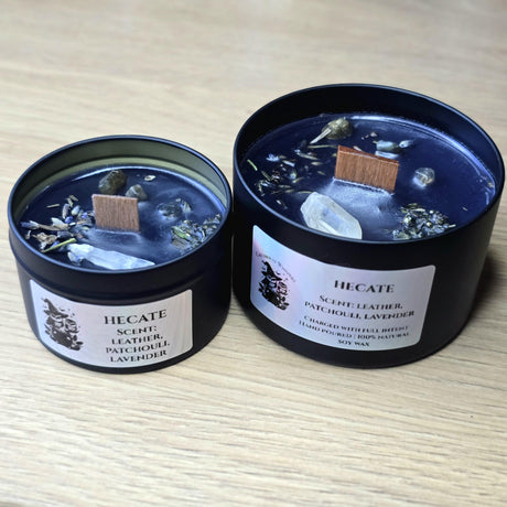Deity Candles Infused with Crystals and Herbs, Witchcraft, Spirituality, Manifestation, Homemade Handcrafted, Hecate, Lucifer, Medusa, Loki