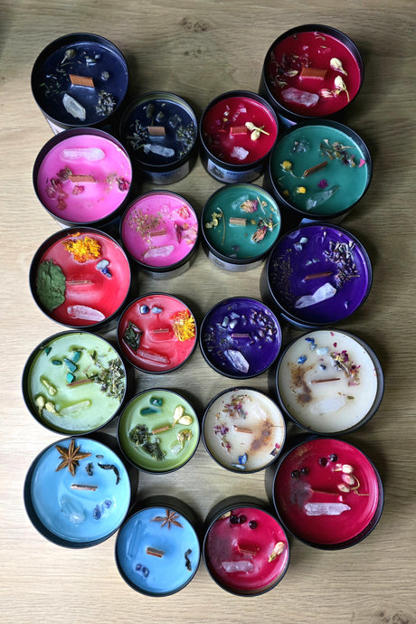 Deity Candles Infused with Crystals and Herbs, Witchcraft, Spirituality, Manifestation, Homemade Handcrafted, Hecate, Lucifer, Medusa, Loki
