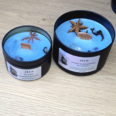 Deity Candles Infused with Crystals and Herbs, Witchcraft, Spirituality, Manifestation, Homemade Handcrafted, Hecate, Lucifer, Medusa, Loki