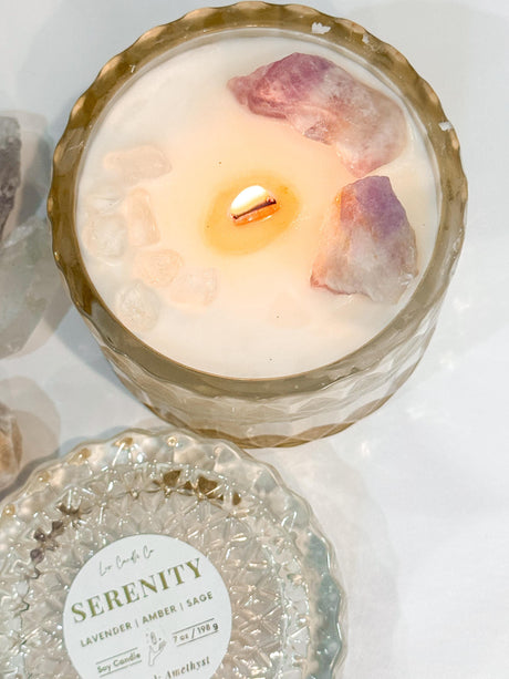 Crystal Intention Candles | Healing Crystal Candles | Manifestation Candles | Aromatherapy Soy Candles | Crystal Infused Candles | Crystals