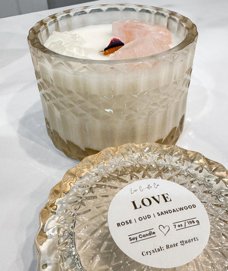 Crystal Intention Candles | Healing Crystal Candles | Manifestation Candles | Aromatherapy Soy Candles | Crystal Infused Candles | Crystals