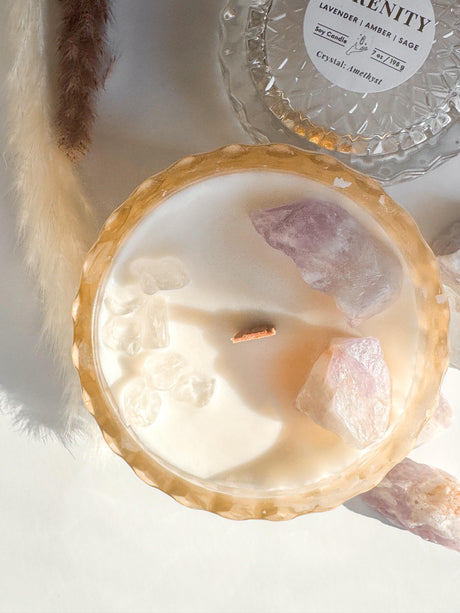 Crystal Intention Candles | Healing Crystal Candles | Manifestation Candles | Aromatherapy Soy Candles | Crystal Infused Candles | Crystals