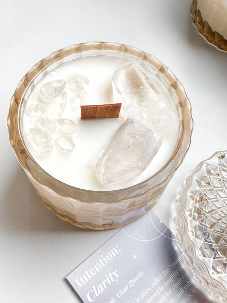 Crystal Intention Candles | Healing Crystal Candles | Manifestation Candles | Aromatherapy Soy Candles | Crystal Infused Candles | Crystals