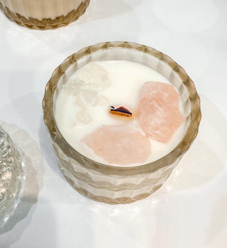 Crystal Intention Candles | Healing Crystal Candles | Manifestation Candles | Aromatherapy Soy Candles | Crystal Infused Candles | Crystals