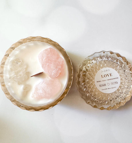 Crystal Intention Candles | Healing Crystal Candles | Manifestation Candles | Aromatherapy Soy Candles | Crystal Infused Candles | Crystals